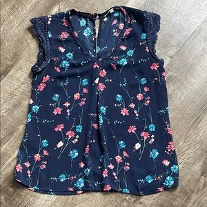 Daniel Rainn Navy Floral Blouse